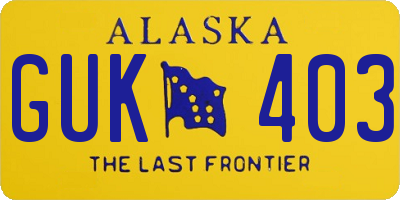 AK license plate GUK403