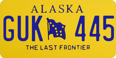 AK license plate GUK445