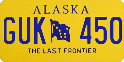 AK license plate GUK450