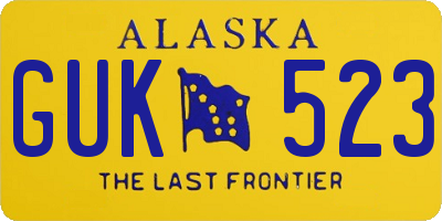 AK license plate GUK523