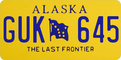 AK license plate GUK645