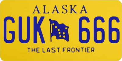 AK license plate GUK666
