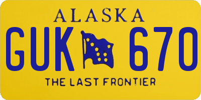 AK license plate GUK670