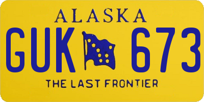 AK license plate GUK673