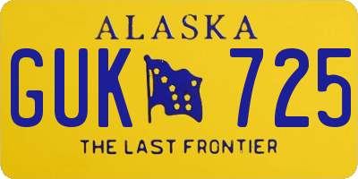 AK license plate GUK725