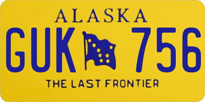 AK license plate GUK756