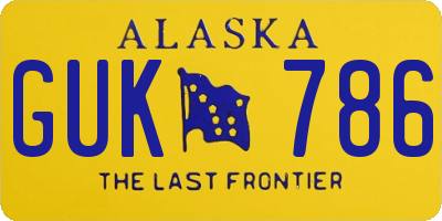 AK license plate GUK786