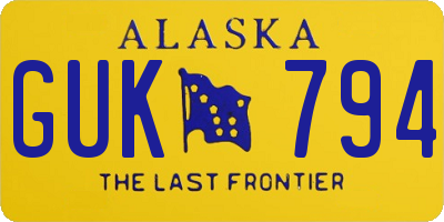 AK license plate GUK794