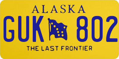 AK license plate GUK802