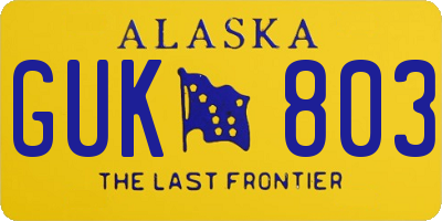 AK license plate GUK803