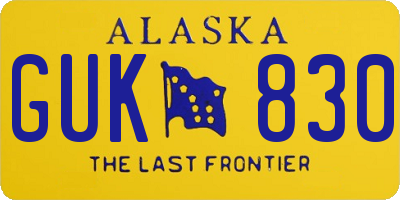 AK license plate GUK830