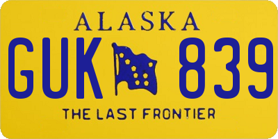 AK license plate GUK839