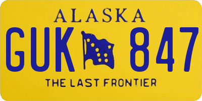 AK license plate GUK847