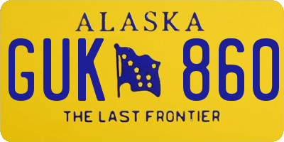 AK license plate GUK860