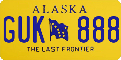 AK license plate GUK888