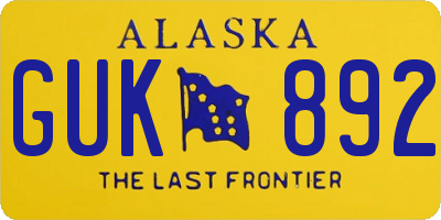 AK license plate GUK892