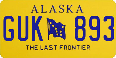 AK license plate GUK893