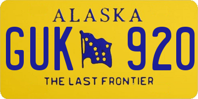 AK license plate GUK920
