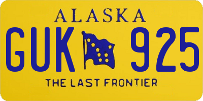 AK license plate GUK925