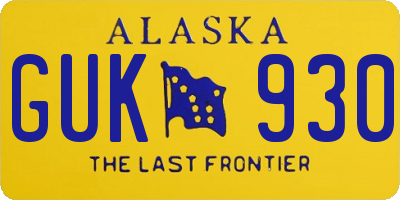 AK license plate GUK930