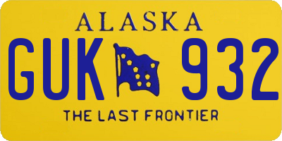 AK license plate GUK932