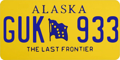 AK license plate GUK933
