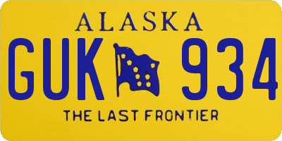 AK license plate GUK934