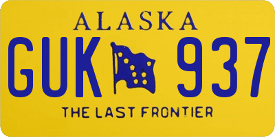 AK license plate GUK937