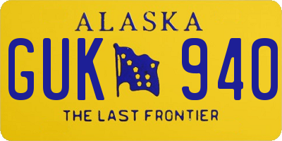 AK license plate GUK940