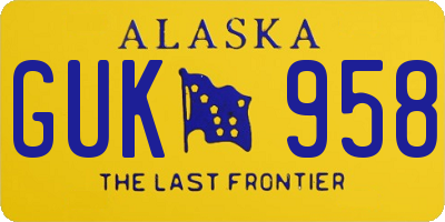 AK license plate GUK958