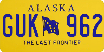 AK license plate GUK962