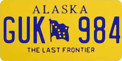 AK license plate GUK984