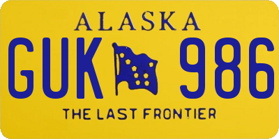 AK license plate GUK986