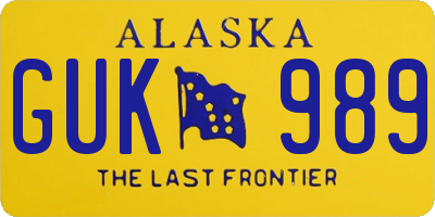 AK license plate GUK989