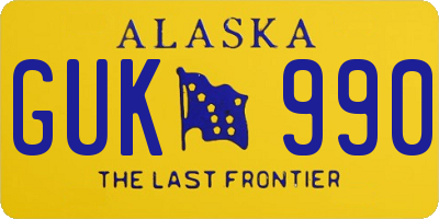 AK license plate GUK990