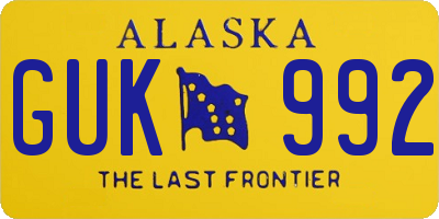 AK license plate GUK992