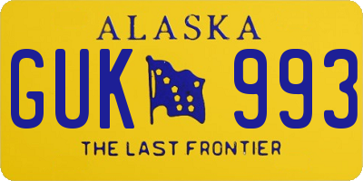 AK license plate GUK993