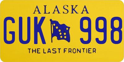 AK license plate GUK998