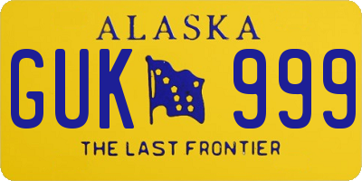 AK license plate GUK999