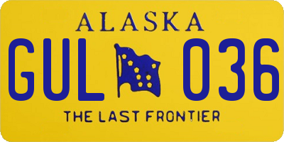 AK license plate GUL036