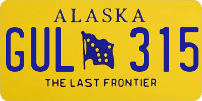 AK license plate GUL315