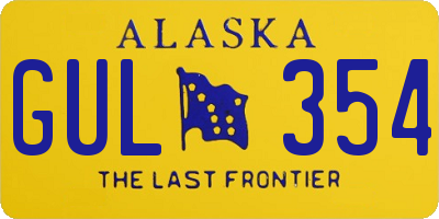 AK license plate GUL354