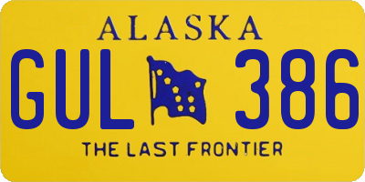 AK license plate GUL386