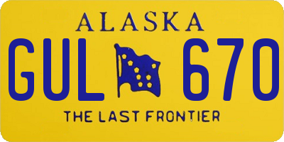 AK license plate GUL670