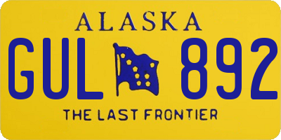 AK license plate GUL892