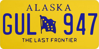 AK license plate GUL947