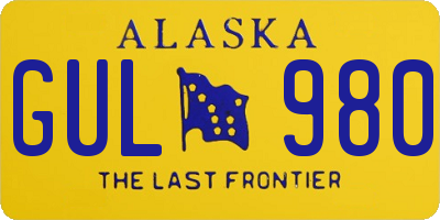 AK license plate GUL980