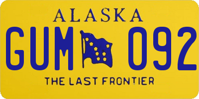 AK license plate GUM092