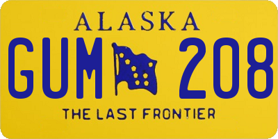 AK license plate GUM208