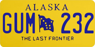 AK license plate GUM232